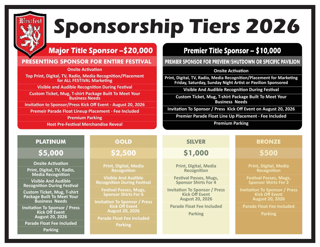 2026 Sponsorship Chart
